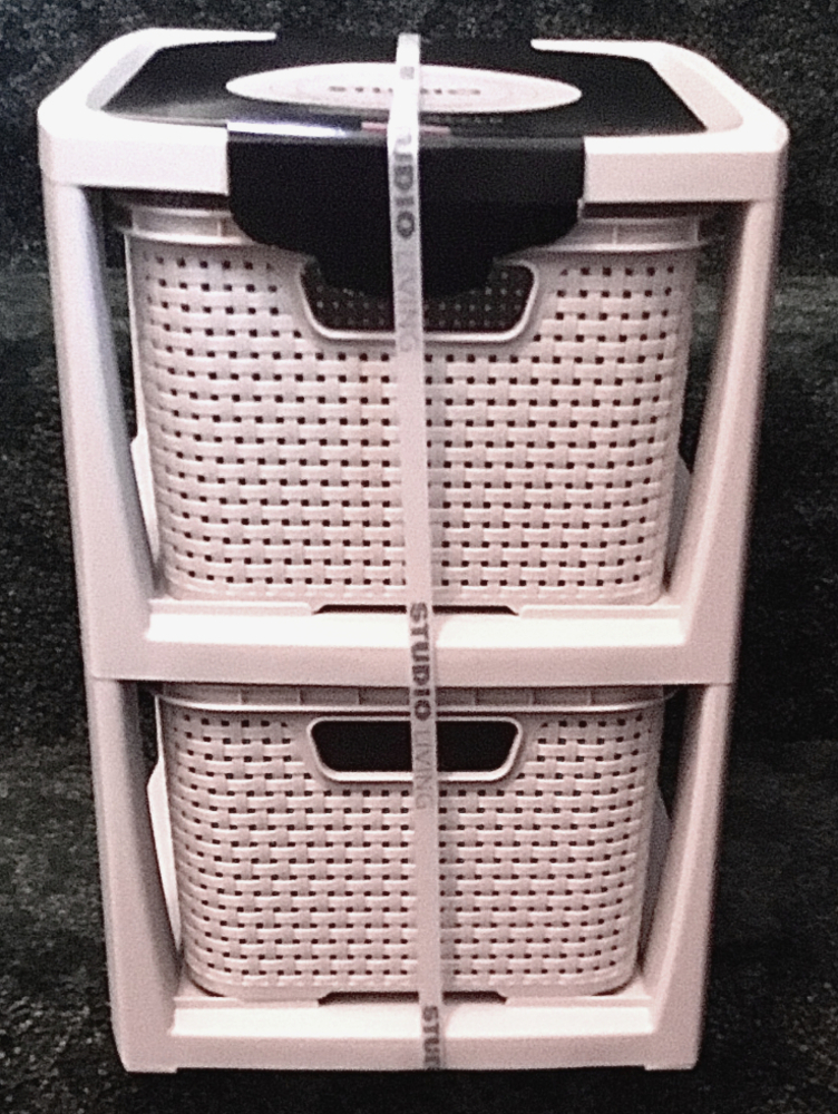 NWT Studio Living Rattan Style Basket Home Kitchen Storage 2-tier Made In Europe